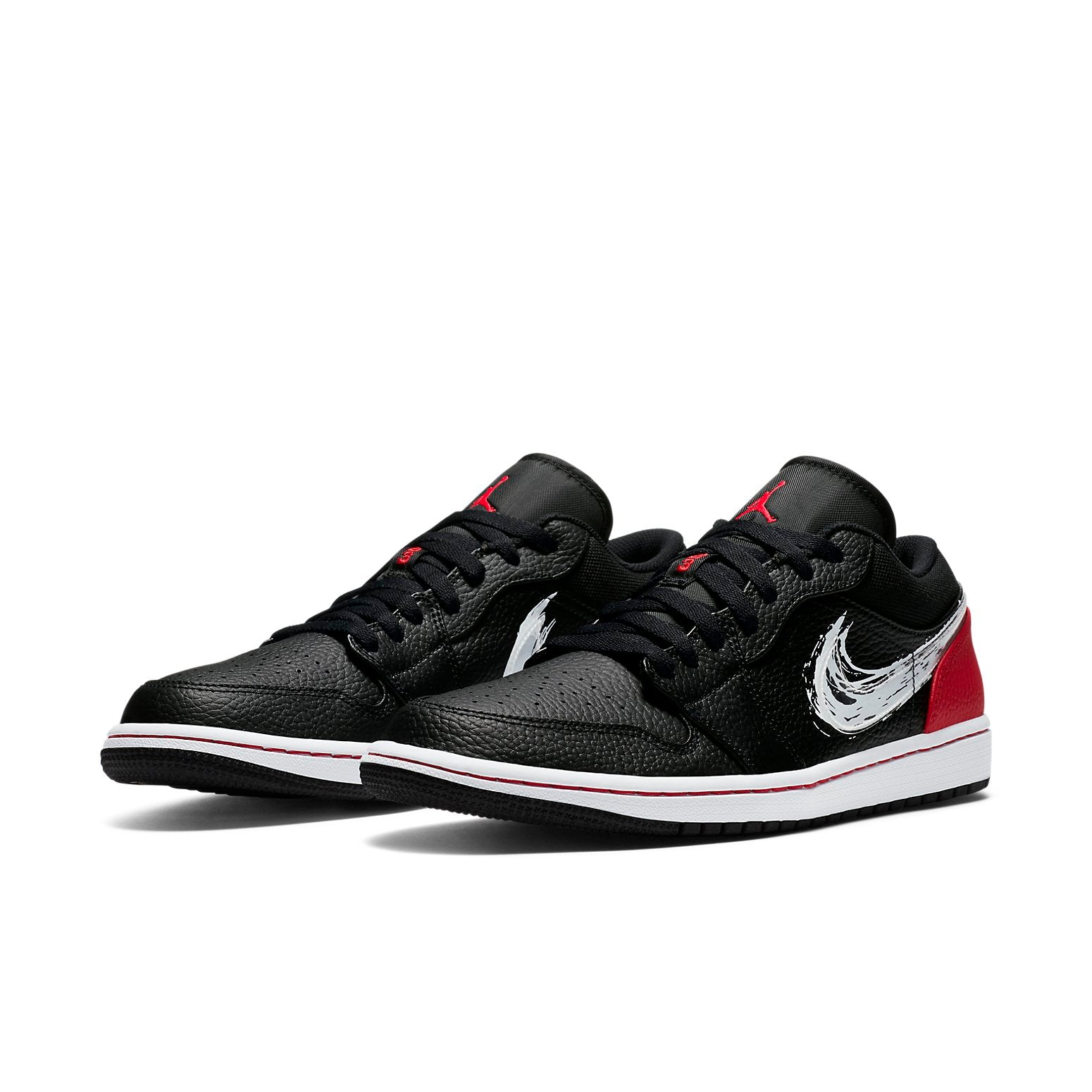 Air Jordan 1 Low 'Brushstroke Swoosh - Black Red'