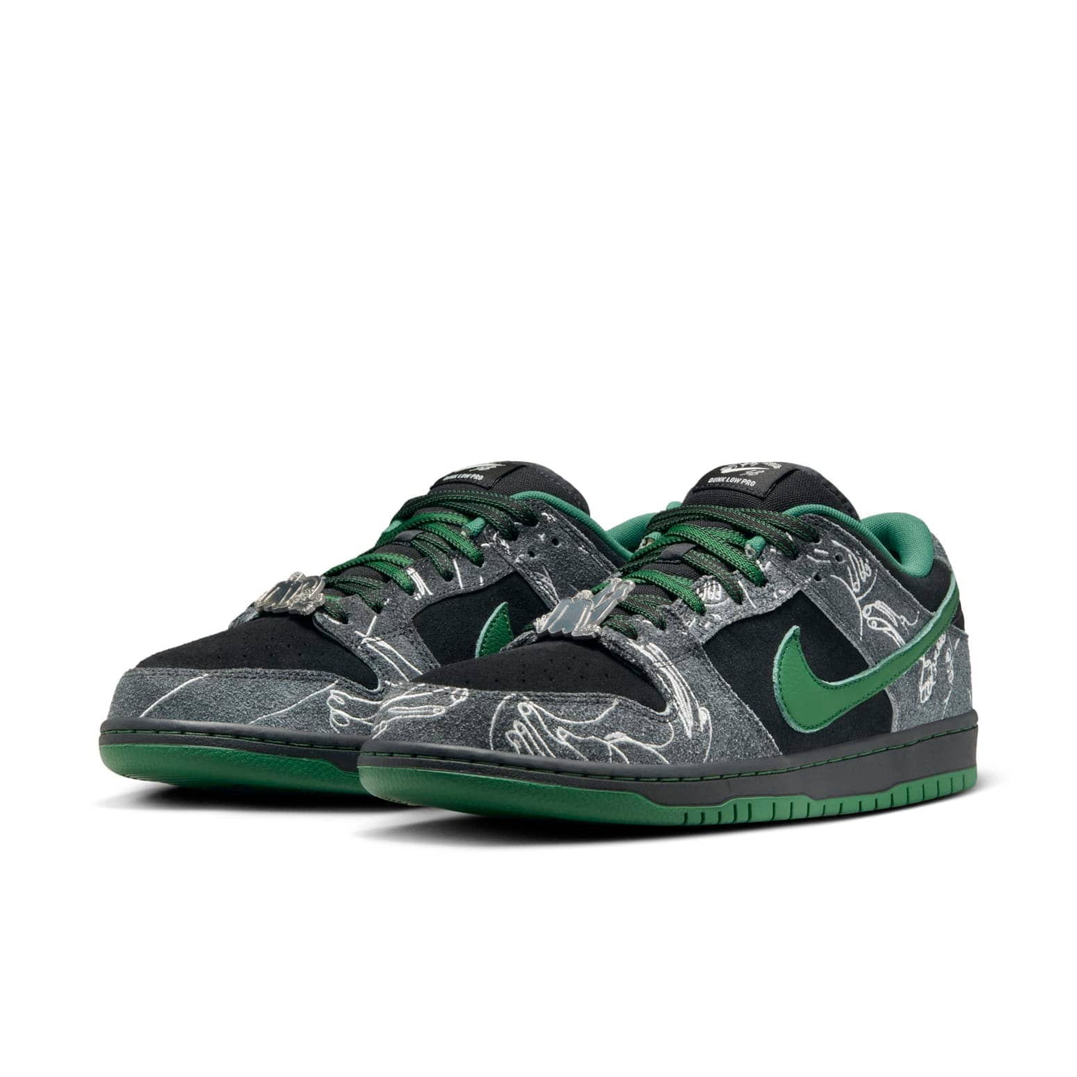 Nike x There Skateboard SB Dunk Low Pro 'Anthracite Gorge Green'