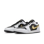 Air Jordan 1 Low 'White Black Metallic Gold Swoosh'