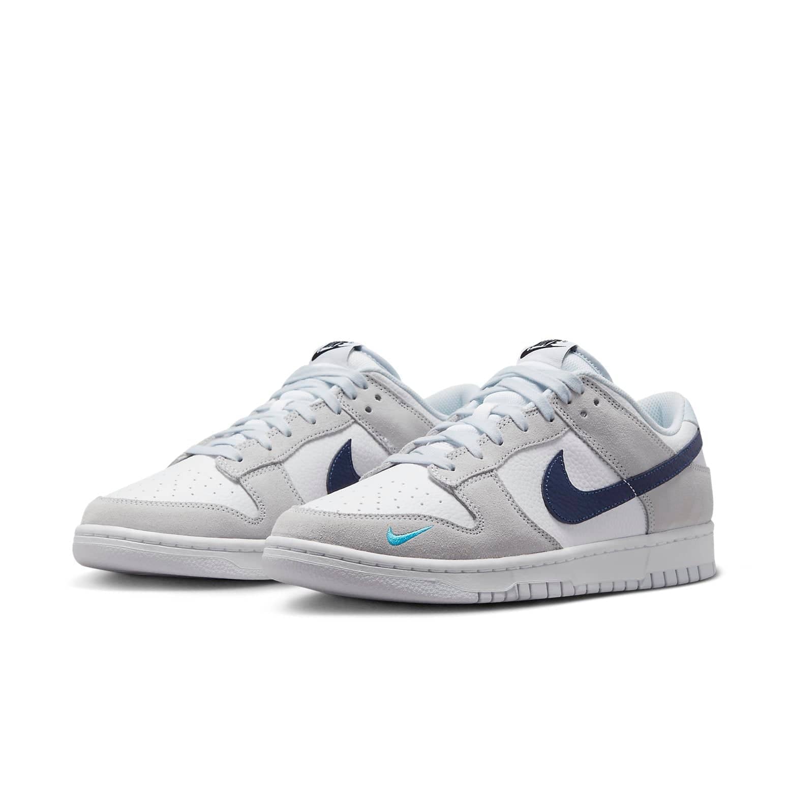 Nike Dunk Low 'Mini Swoosh - White Grey Navy Aqua'